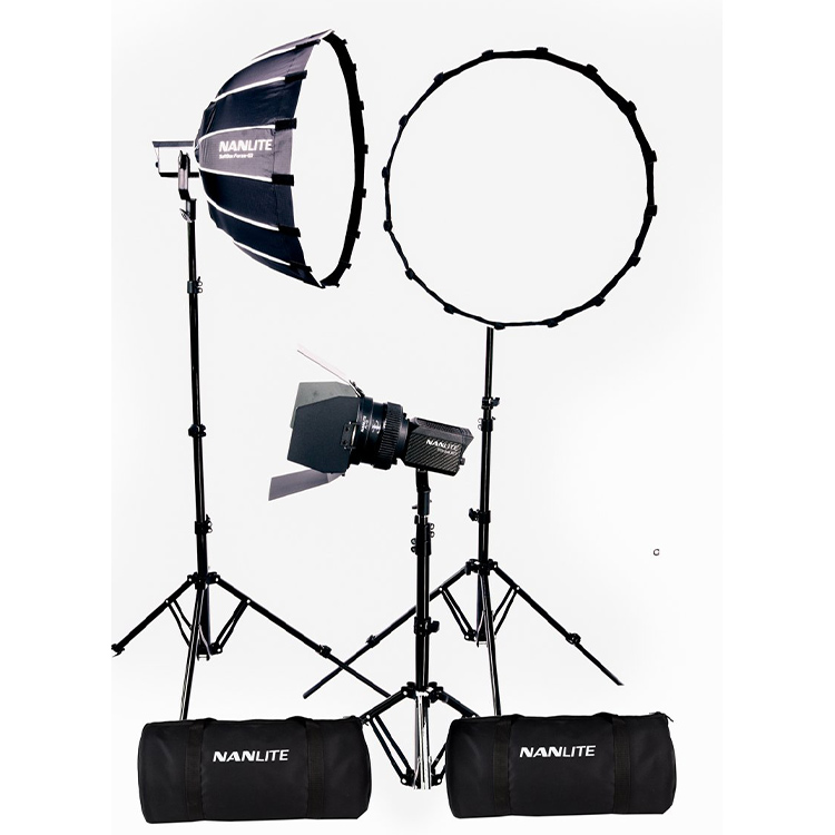Nanlite Forza 60 LED tripple kit (with case, light stand, fresnel and softbox)