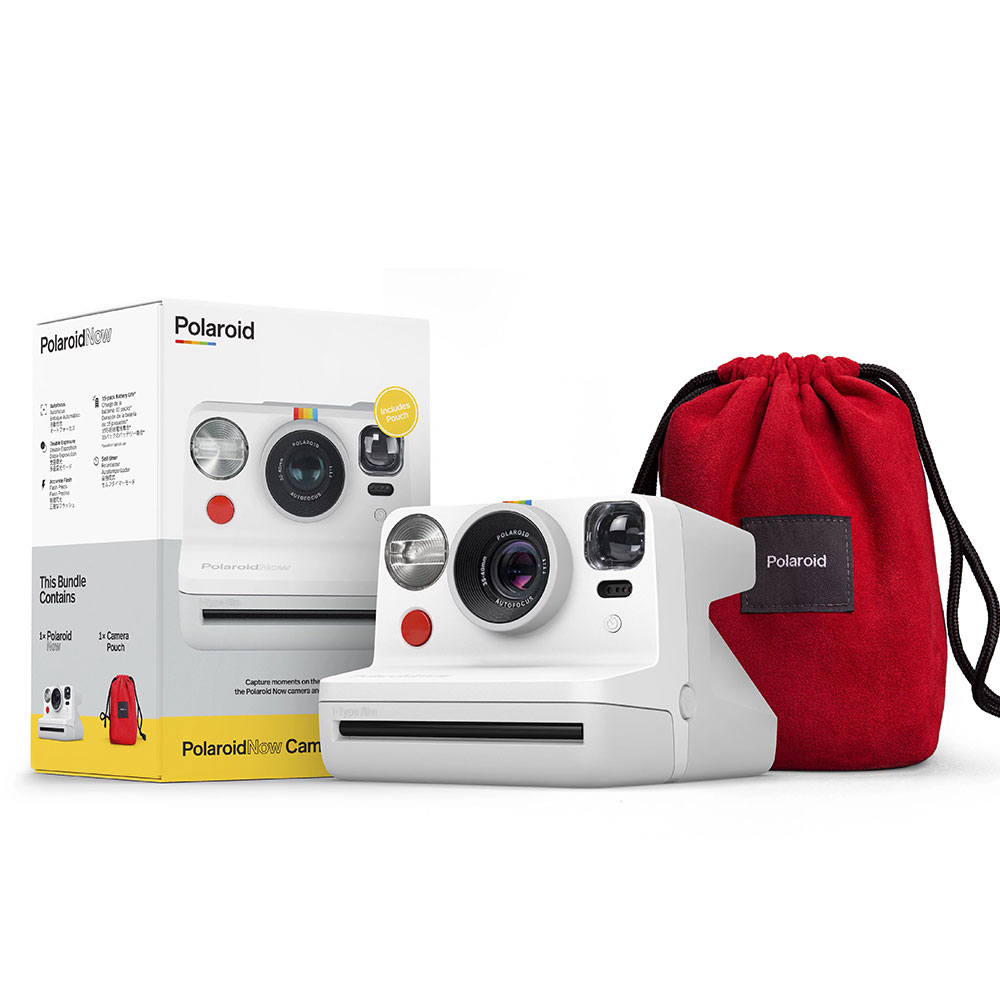Bundle Polaroid Now white - red pouch