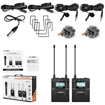 Comica Audio CVM-WM300C Camera-Mount Wireless Omni Lavalier Microphone System with Rechargeable Batteries