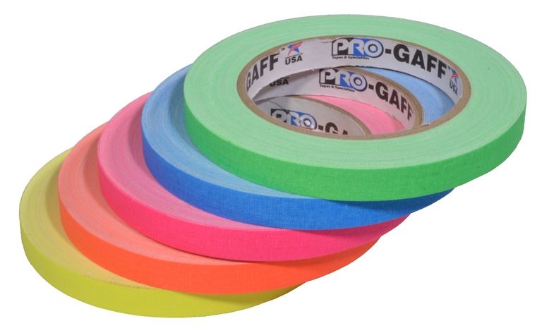 Pro-Gaff neon gaffa tape 12mm x 22.8m color pack