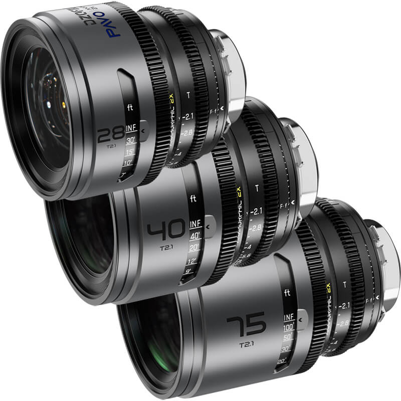 DZOFilm PAVO 2x Anamorphic 28/40/75mm T2.1 3-Lens Set PL/EF Mount