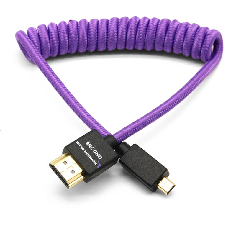 Kondor Blue Gerald Undone Micro Hdmi To Full Hdmi Cable 12"-24" Coiled (Limited Purple Edition)