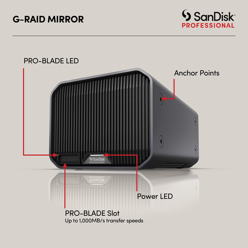 SanDisk G-Raid Mirror 2B Pro HDD 24TB + Pro Blade Mag Slot-Thunderbolt 3