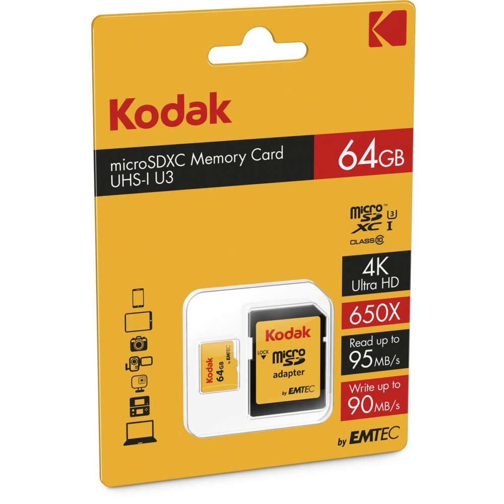 Kodak MicroSDXC 64GB CLASS10 U3 w/ Adapter