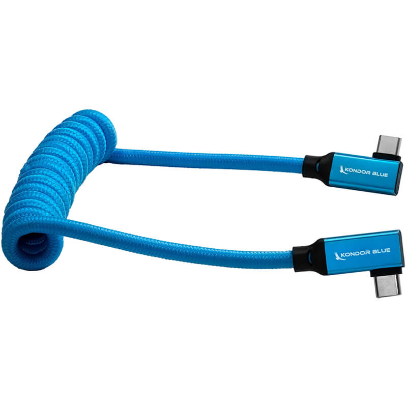 Kondor Blue Coiled right-angle USB-C to USB-C cable - Blue