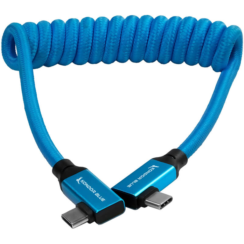 Kondor Blue Coiled right-angle USB-C to USB-C cable - Blue