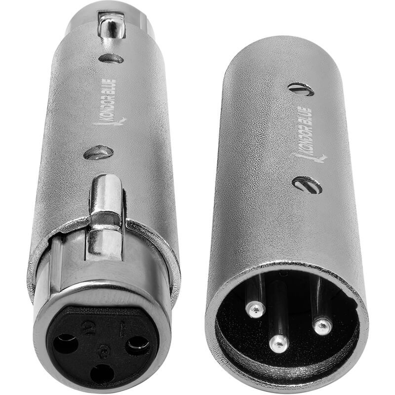 Kondor Blue Pair Of Xlr Adapters Male To Male & Female To Female 3 Pin Adapters