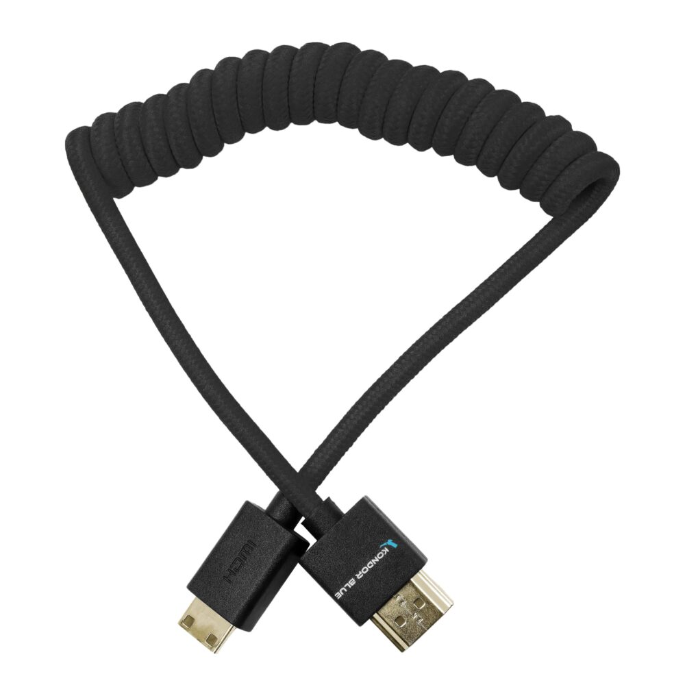 Kondor Blue Mini HDMI to Full HDMI Cable 12-24" Braided Coiled" - Image 4