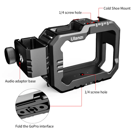 Ulanzi G9-14 Vlog Cage Metal GoPro 9/10/11 (nieuw Model) - Afbeelding 13