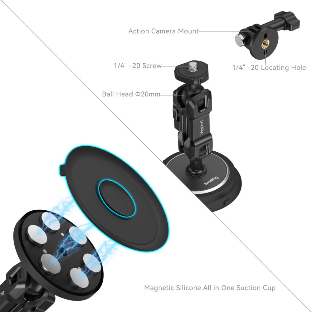 SmallRig Magic Arm Magnetic Suction Cup Mounting Support Kit for Action Cameras - Image 3