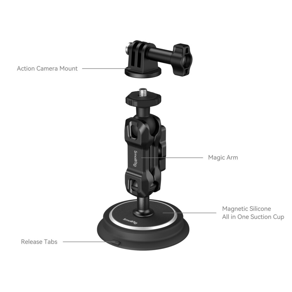 SmallRig Magic Arm Magnetic Suction Cup Mounting Support Kit for Action Cameras - Image 4