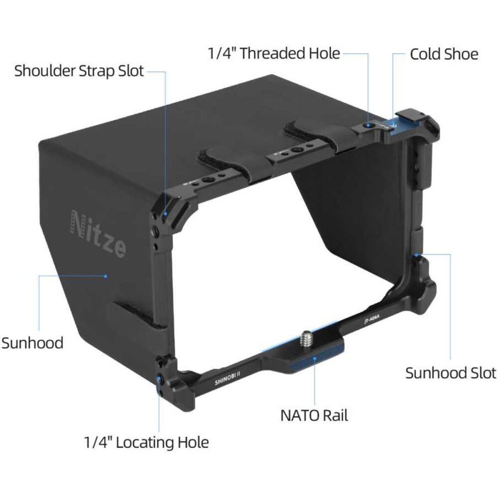 Alternative view of Nitze Cage For Atomos Shinobi II with Sunhood (JT-A06B)