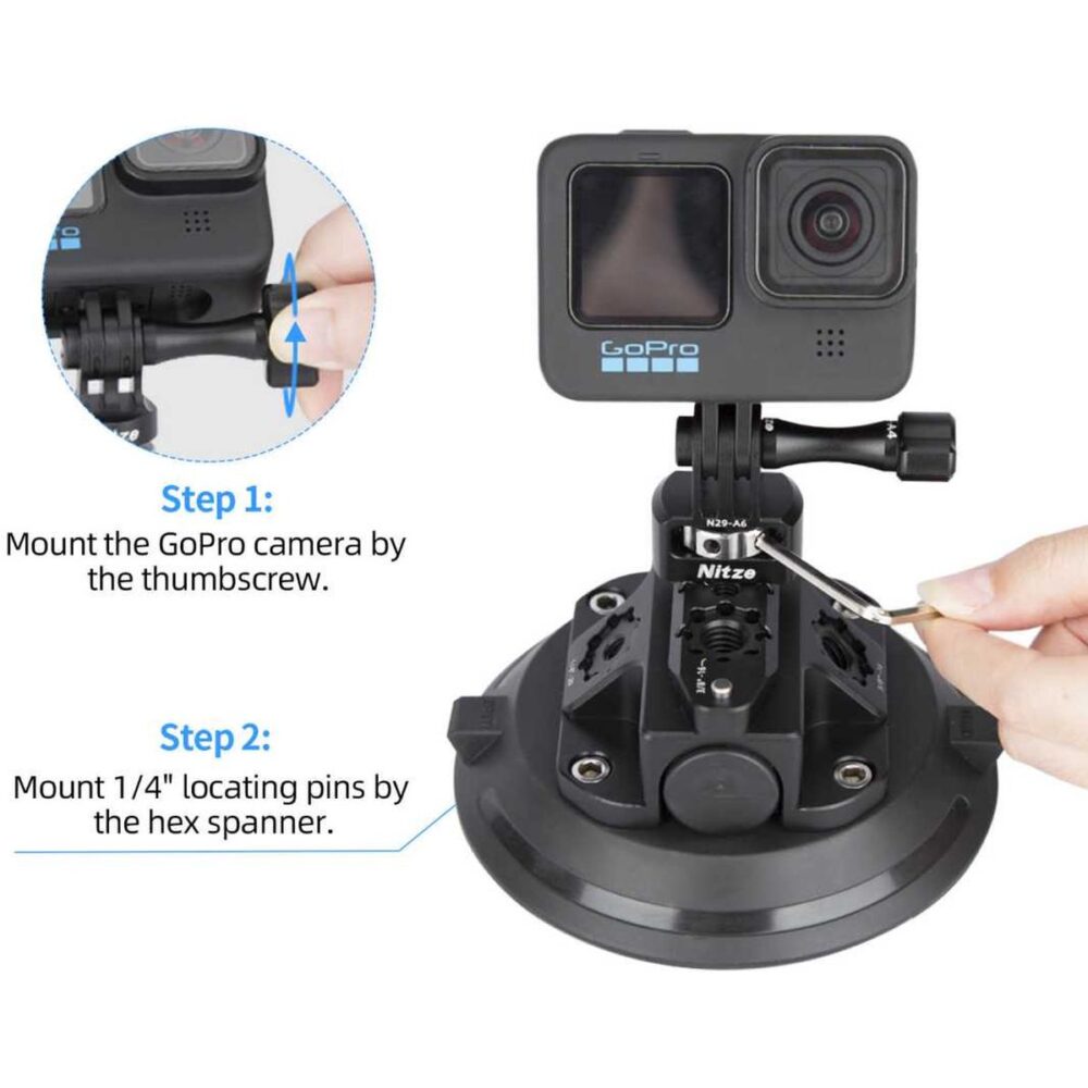 Alternative view of Nitze 1/4" ARRI Locating Pins Mount For GoPro (N29-B2)