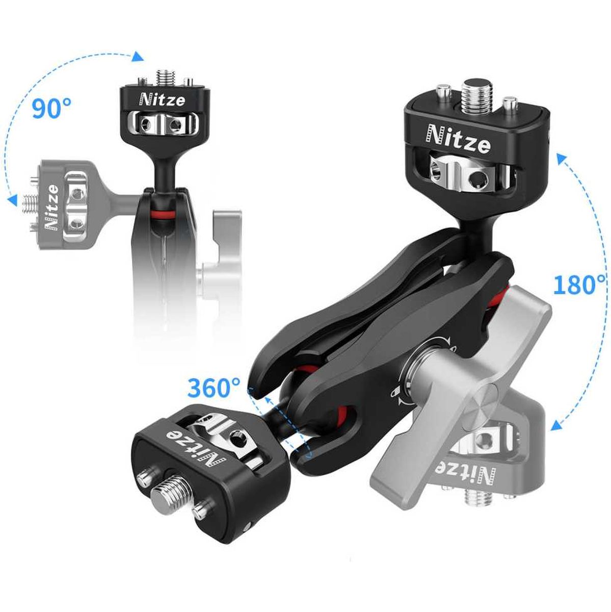 Nitze Camera Magic Arm 1/4" to 1/4" Screw with Retractable Locating Pins (N50-G1) - immagine 3