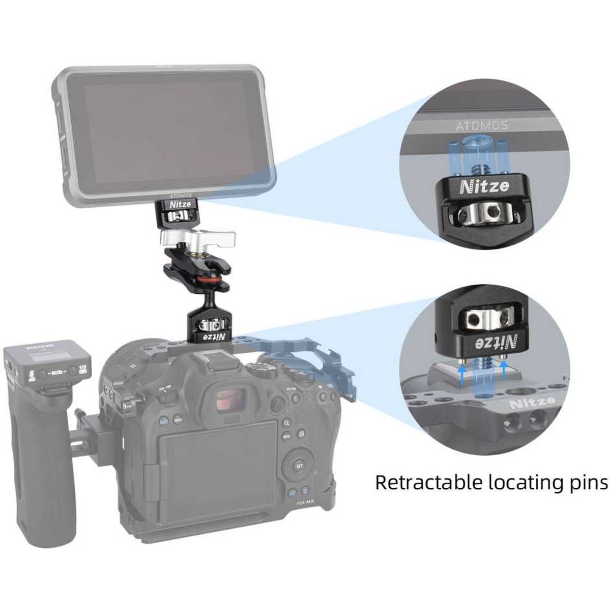 Nitze Camera Magic Arm 1/4" to 1/4" Screw with Retractable Locating Pins (N50-G1) - immagine 4
