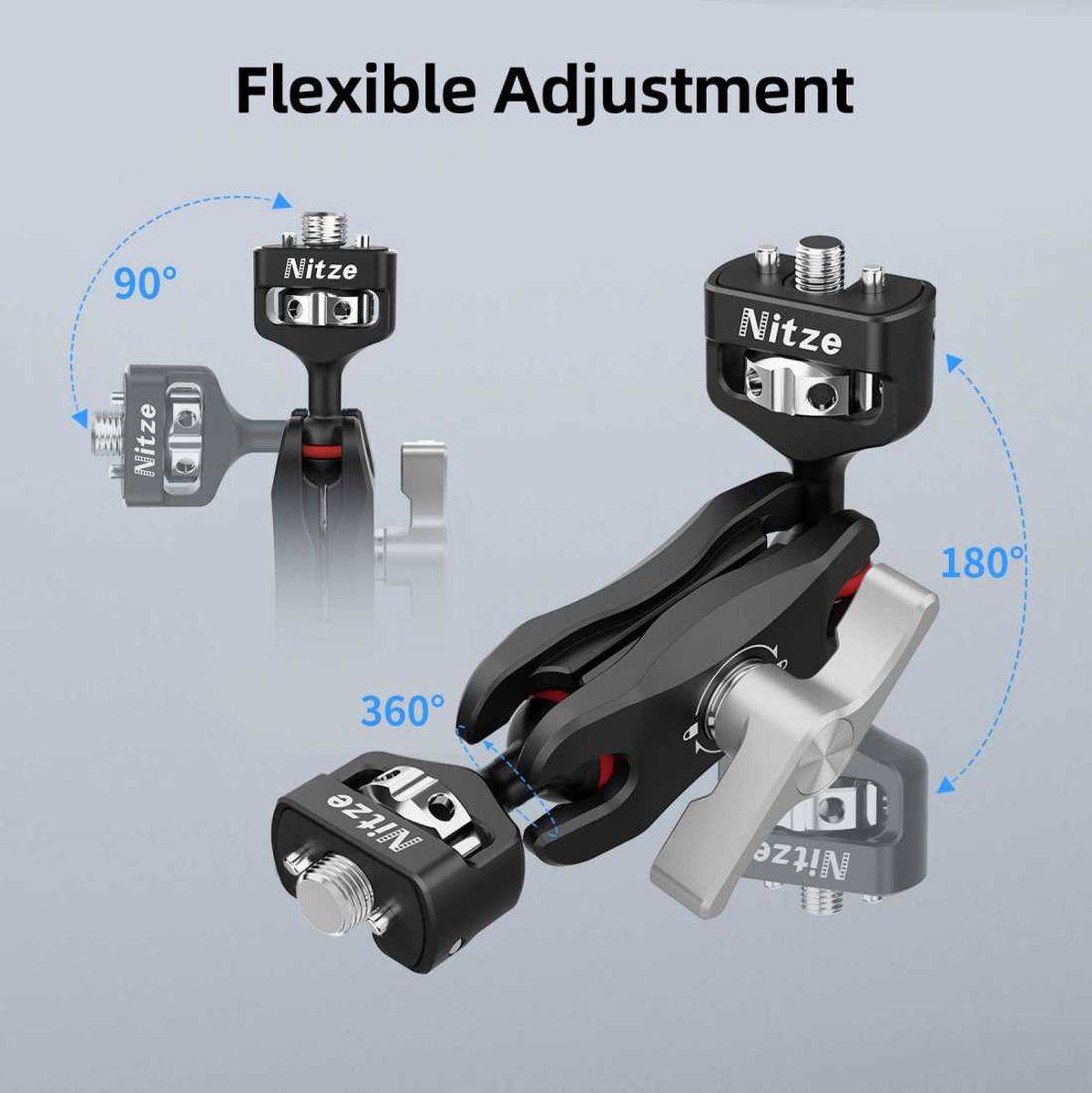 Nitze Camera Magic Arm with Double Ballheads (1/4" to 3/8" Screw with Retractable Locating Pins) - Image 3