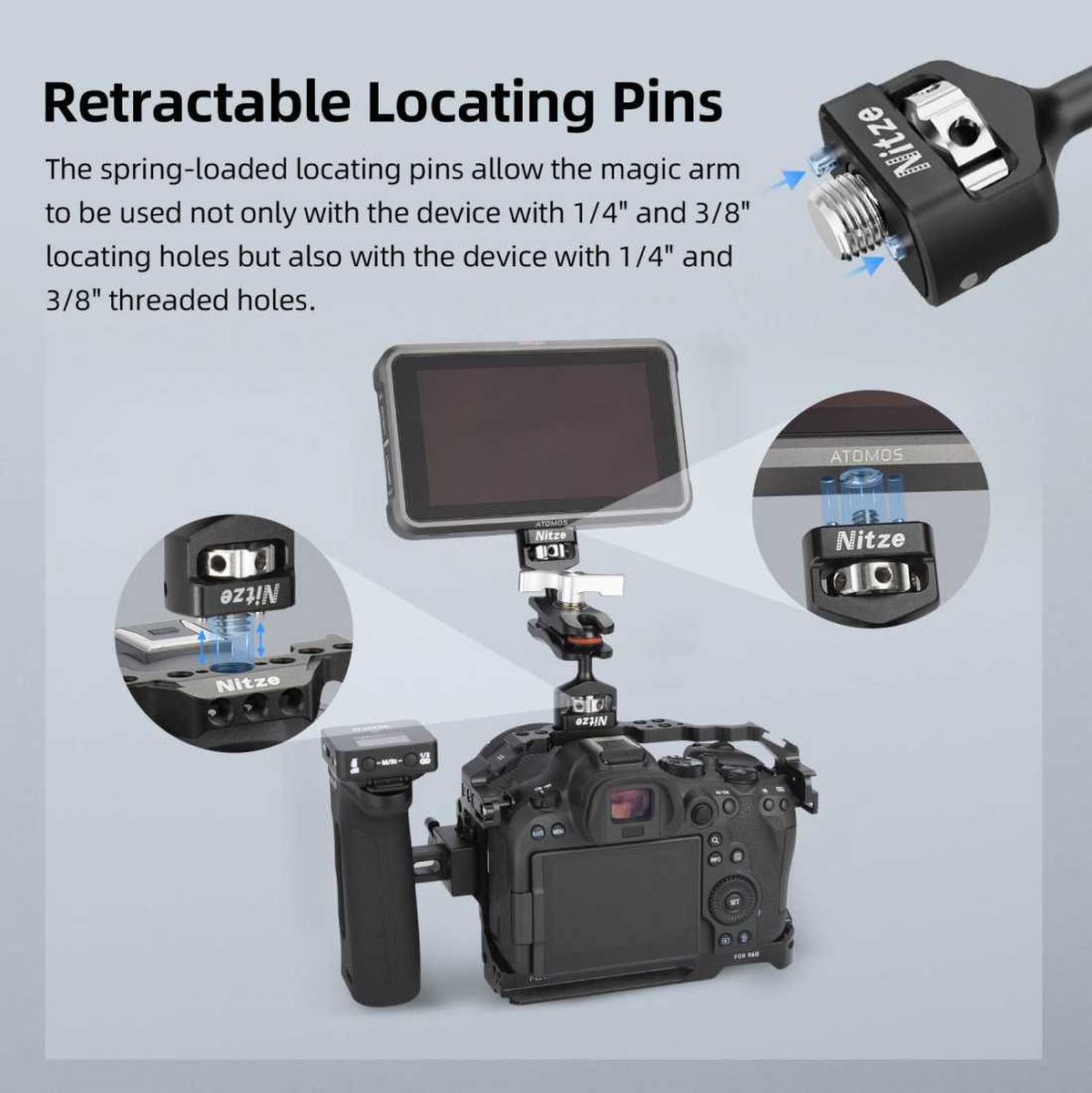 Nitze Camera Magic Arm with Double Ballheads (1/4" to 3/8" Screw with Retractable Locating Pins) - Image 5