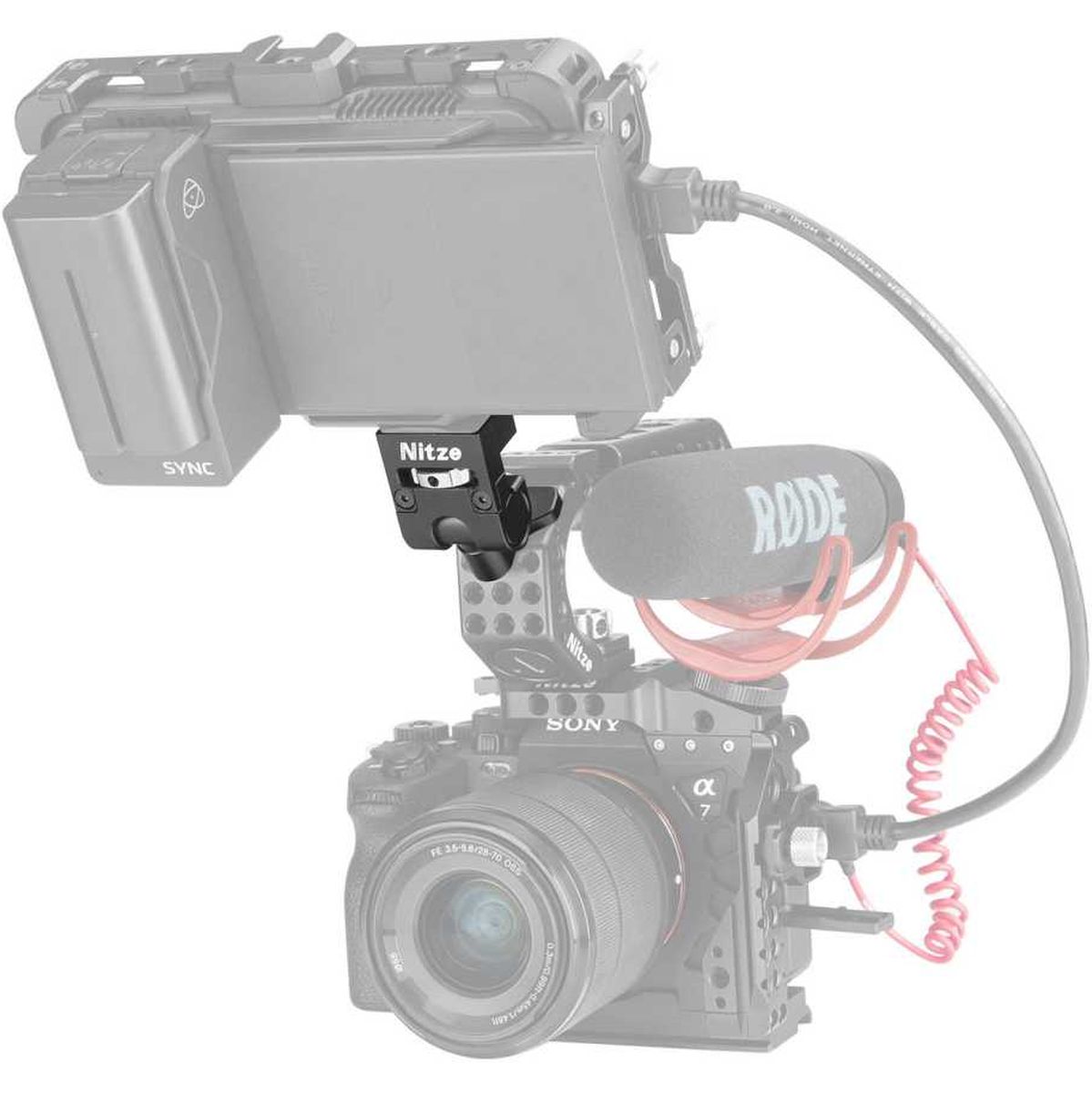 Nitze Elf Series Monitor Holder (3/8"-16 Arri Locating Pins to 1/4"-20 Screw with ARRI Locating Pins) - N54-G4 - immagine 5