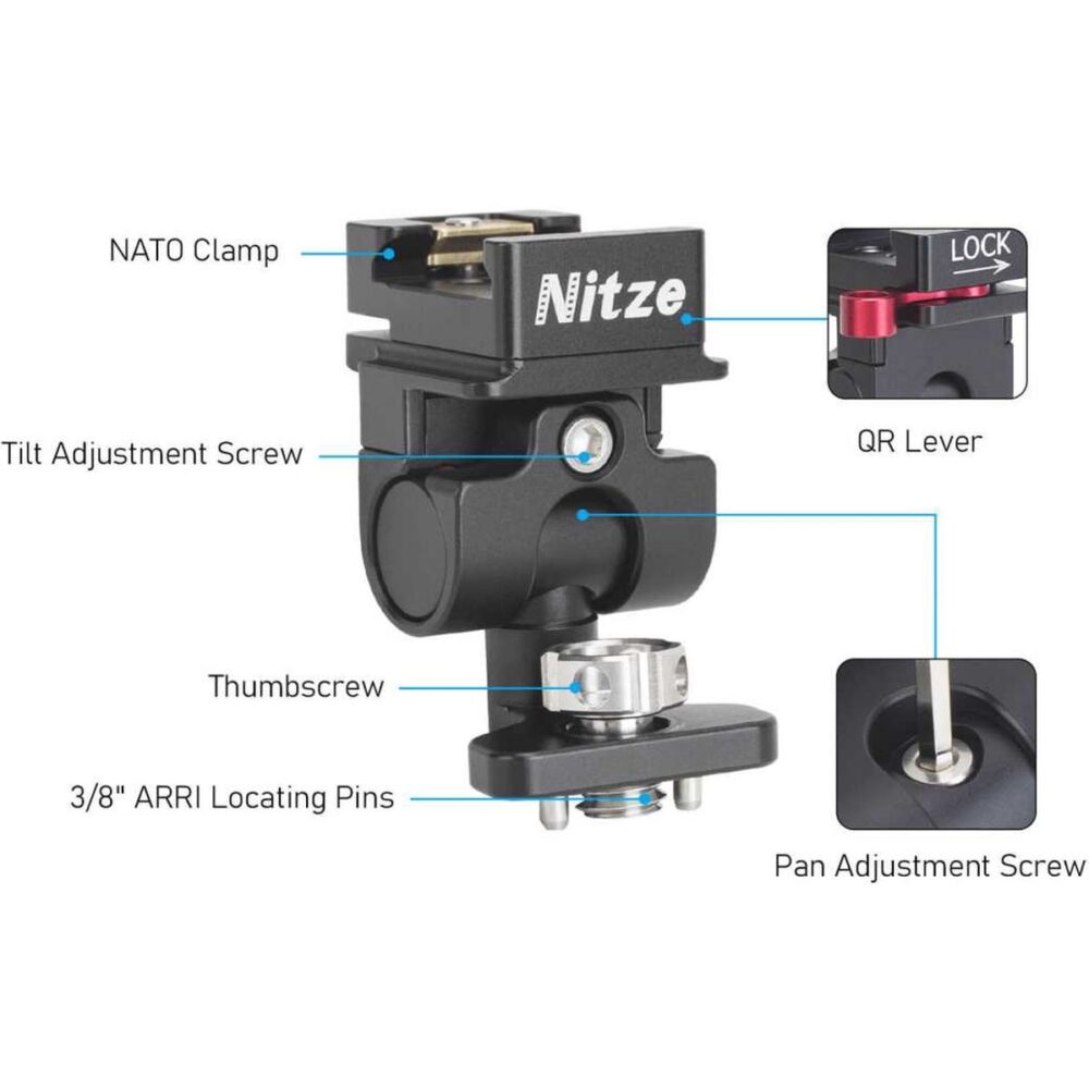 Alternative view of Nitze Monitor Holder + Tilt - Nato To 3/8 (N54-H1)