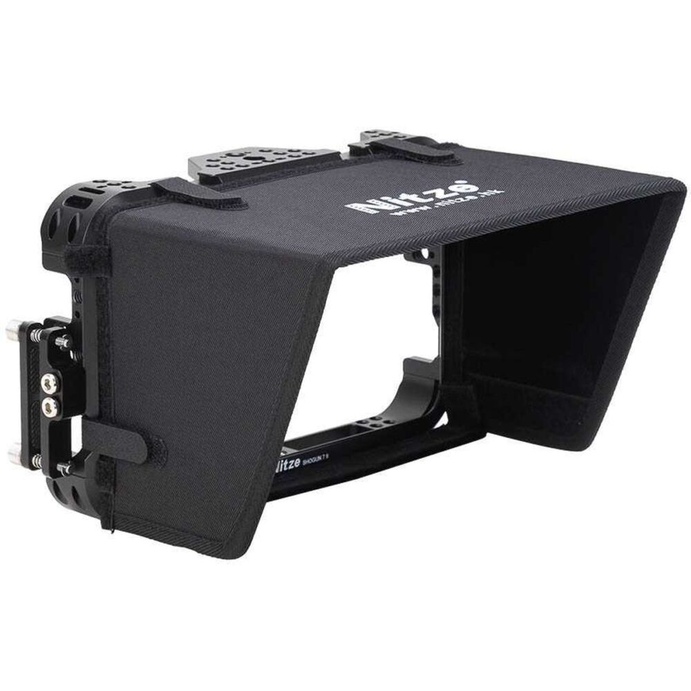 Alternative view of Nitze Monitor Cage for Atomos Shogun 7 PE14 with HDMI Cable Clamp + Sunhood