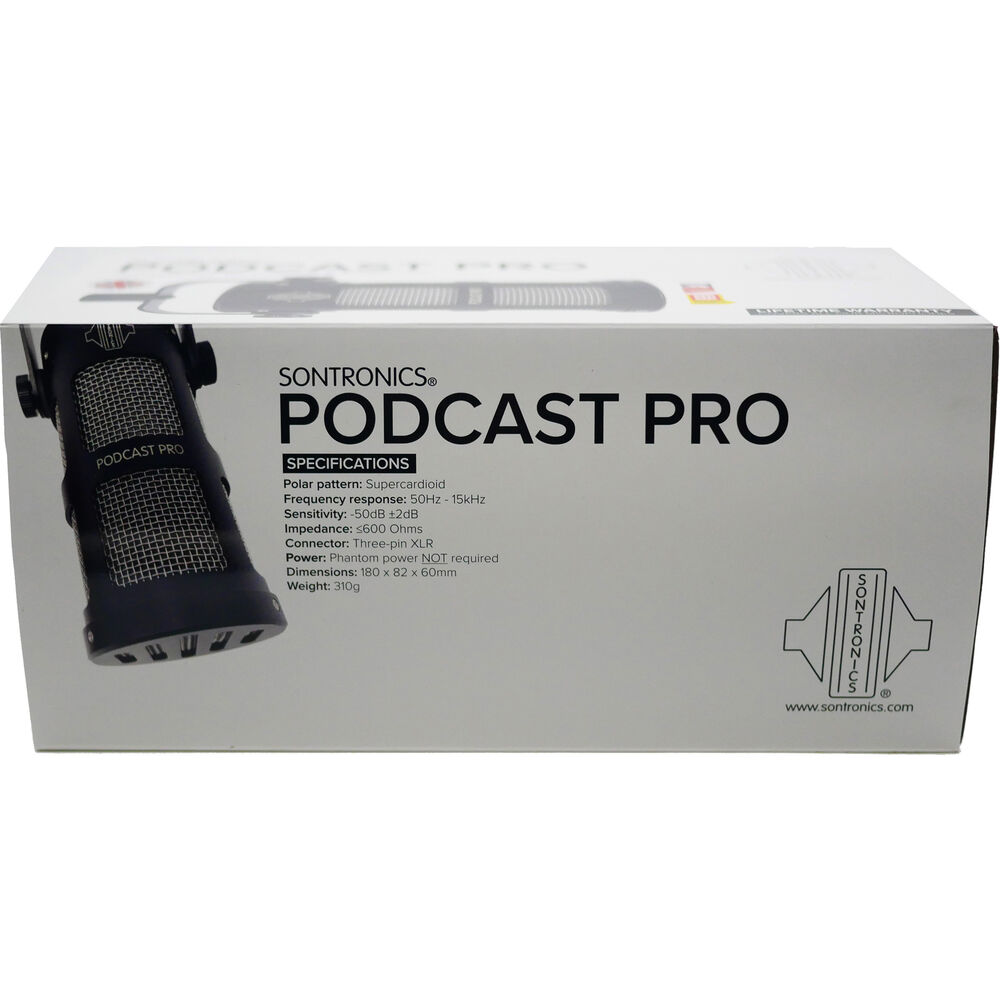 Sontronics Podcast Pro Supercardioid Dynamic Microphone (Black) - Image 10