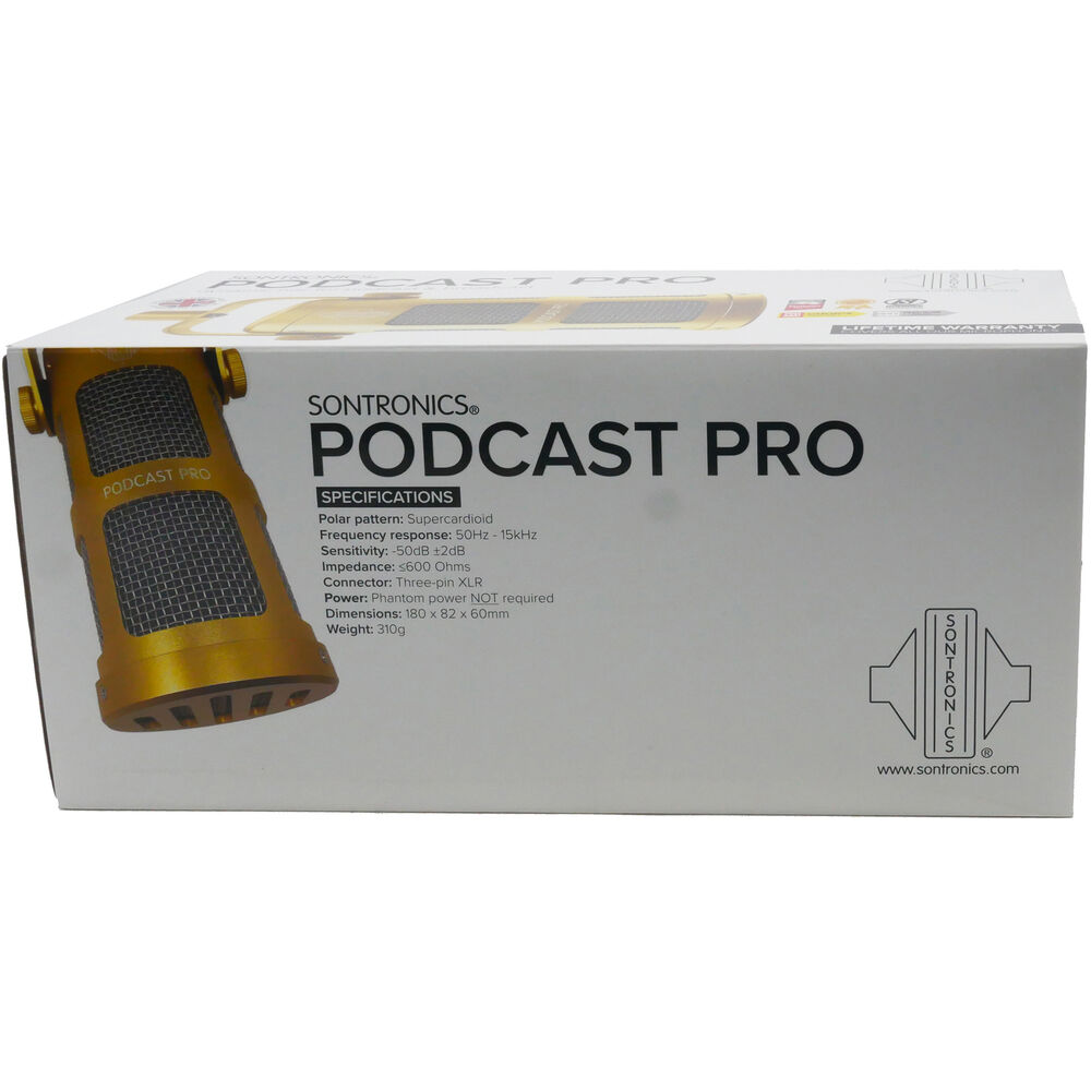 Sontronics Podcast Pro Supercardioid Dynamic Microphone (Gold) - Image 8
