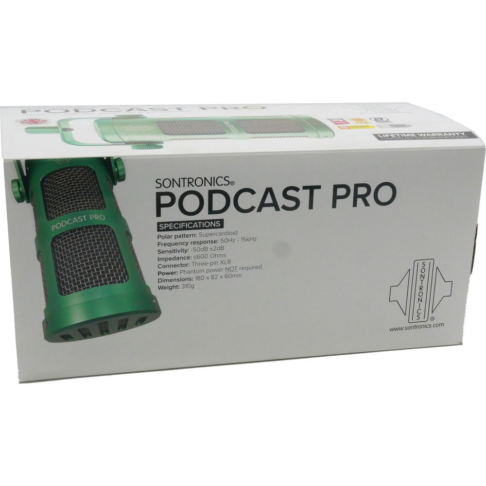 Sontronics Podcast Pro Supercardioid Dynamic Microphone (Green) - Image 6