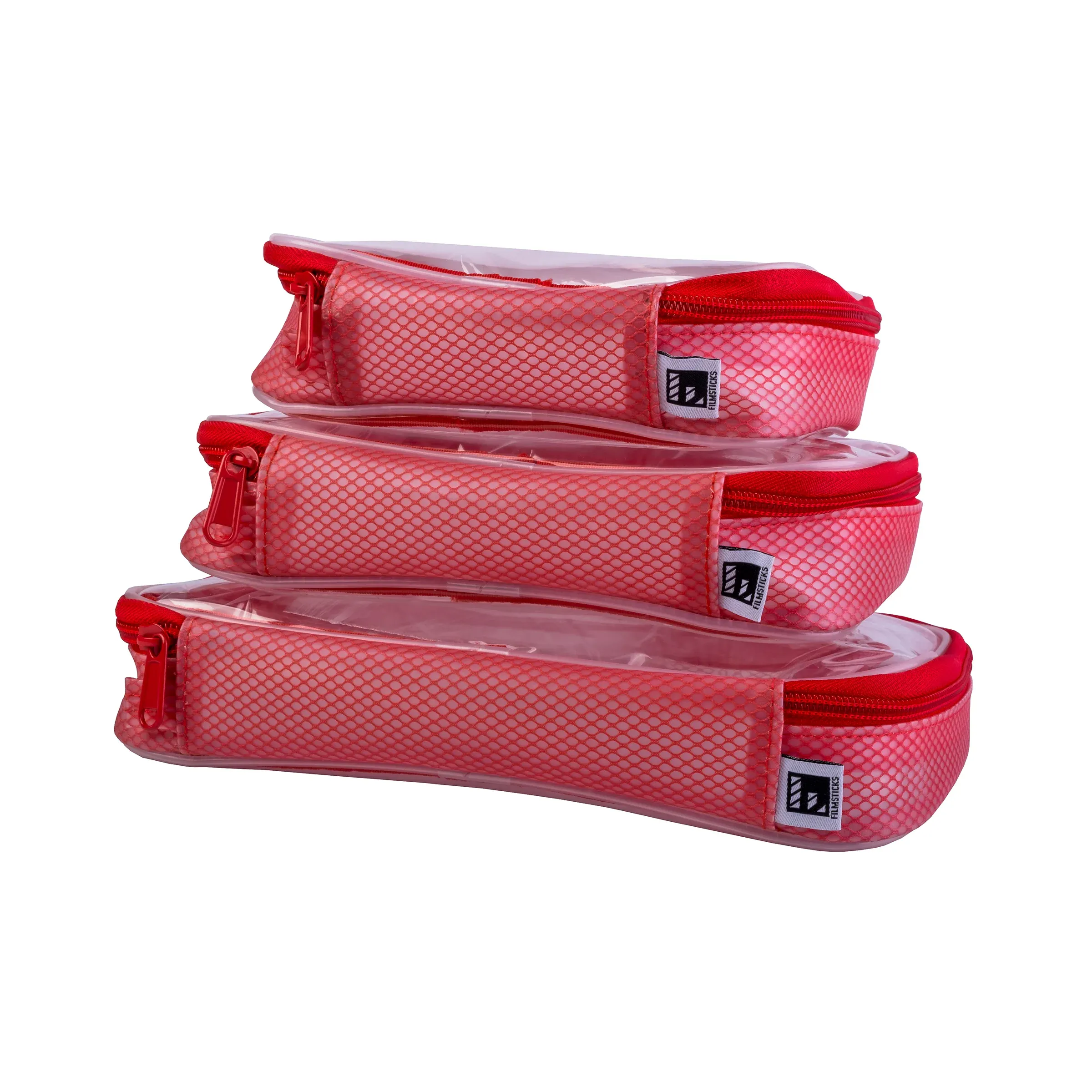 Filmsticks Set of Small, Medium and Large (TPU) Transparent Cases – RED