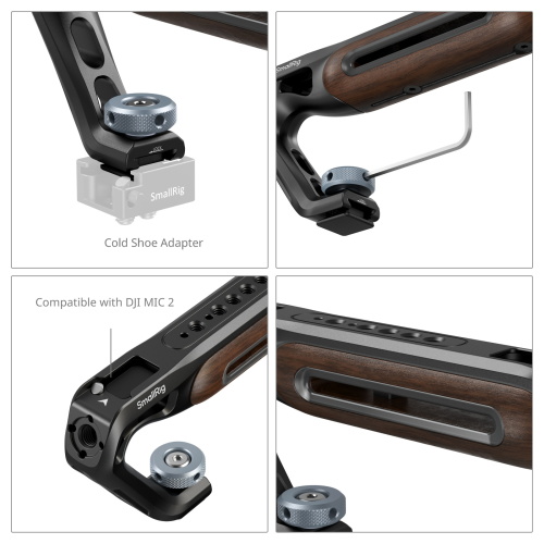 SmallRig Wooden Top Handle with Cold Shoe Mount - Image 5