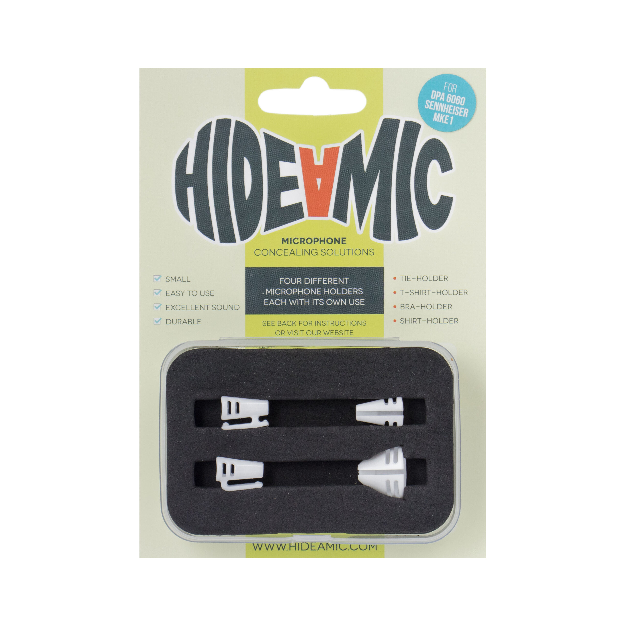 Hide-a-mic 4 different holder set DPA6060/6061 & Sennheiser MKE1 - White
