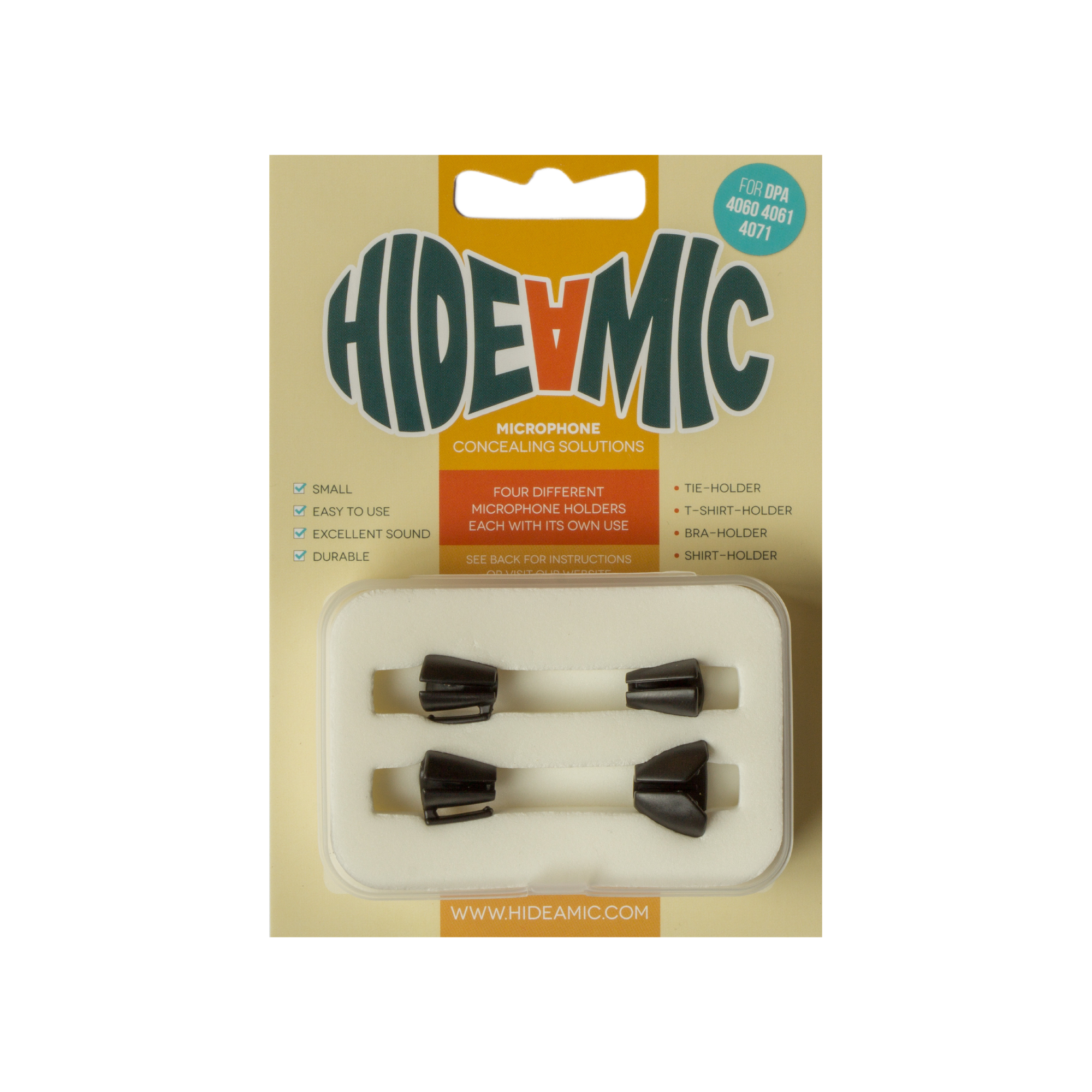 Hide-a-mic 4 different holder set for DPA 4060/4061/4071 series - Black