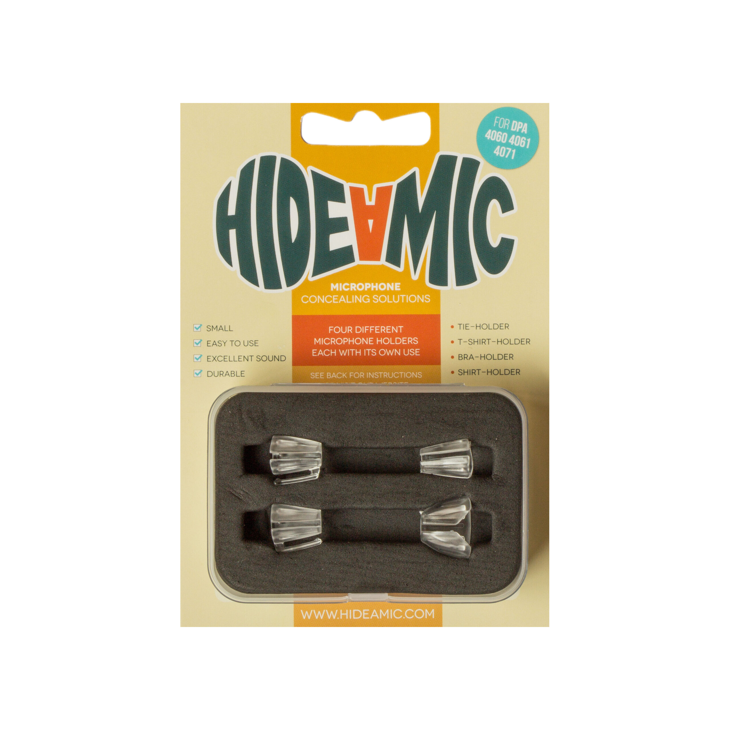 Hide-a-mic 4 different holder set for DPA 4060/4061/4071 series - Transparent