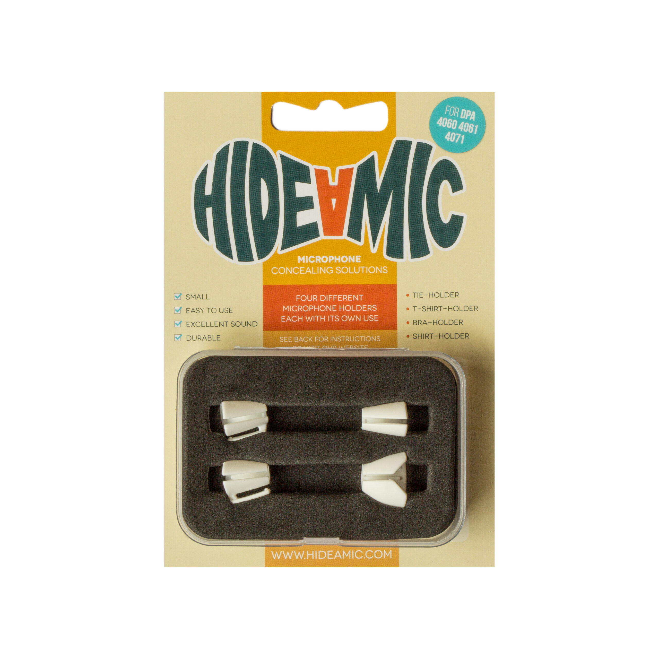 Hide-a-mic 4 different holder set for DPA 4060/4061/4071 series - White