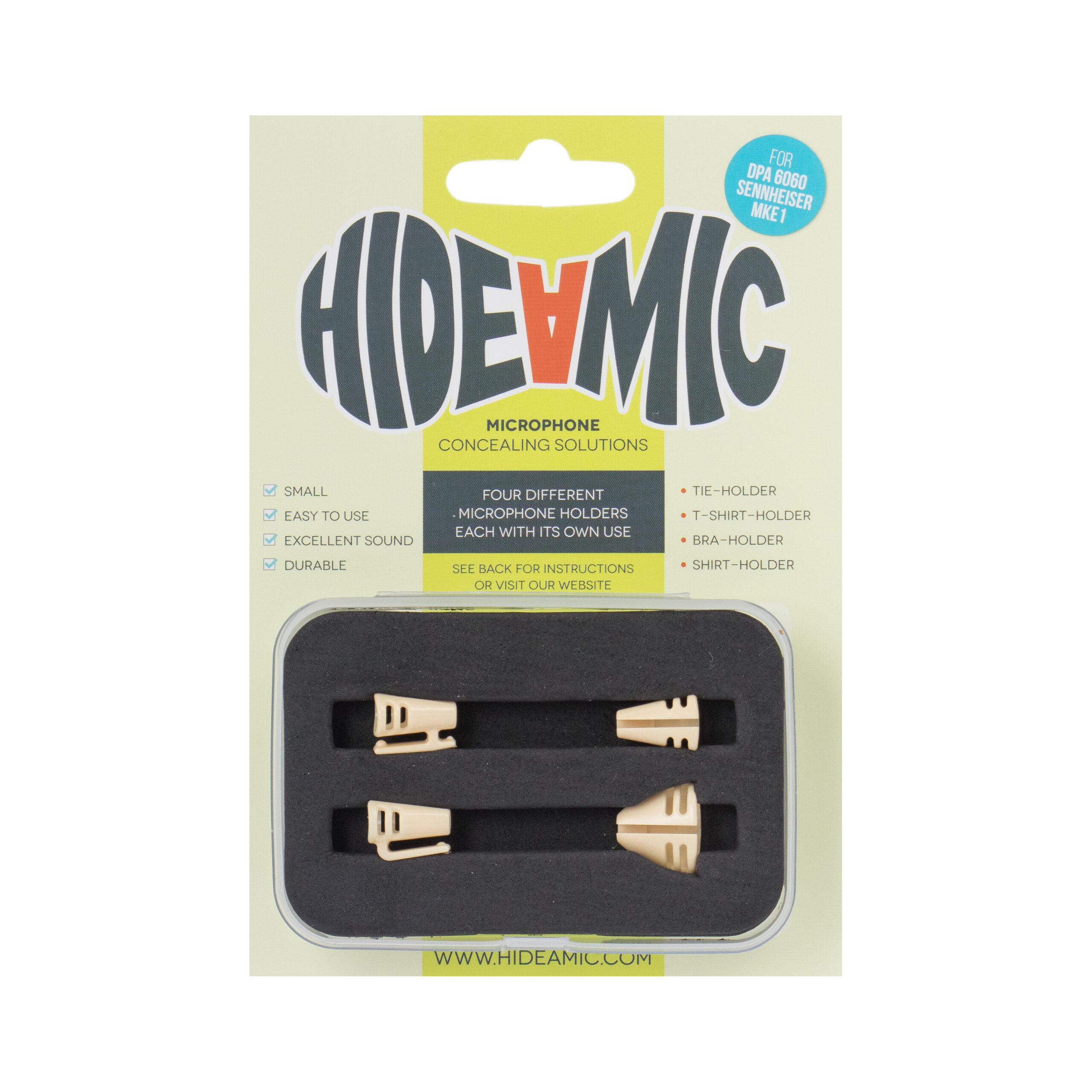 Hide-a-mic 4 different holder set for DPA6060/6061 & Sennheiser MKE1 - Beige