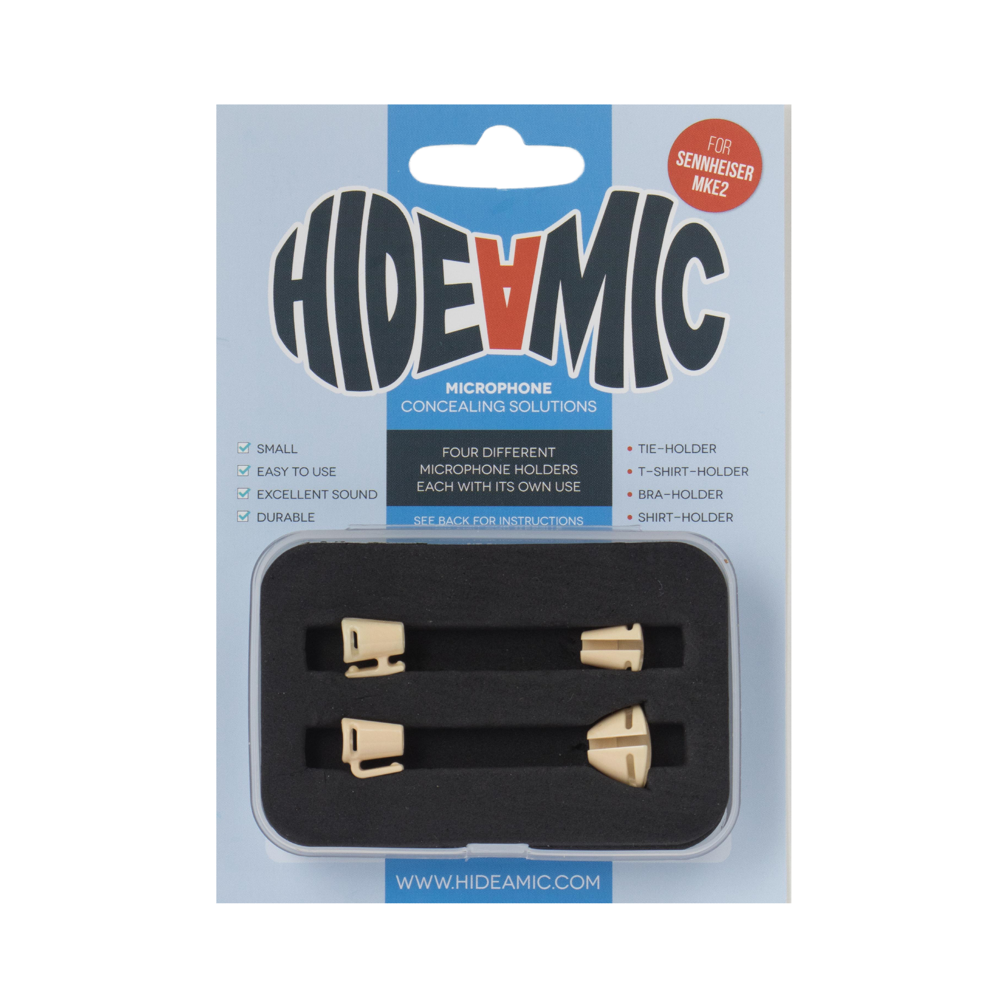 Hide-a-mic 4 different holder set for Sennheiser MKE2 - Beige