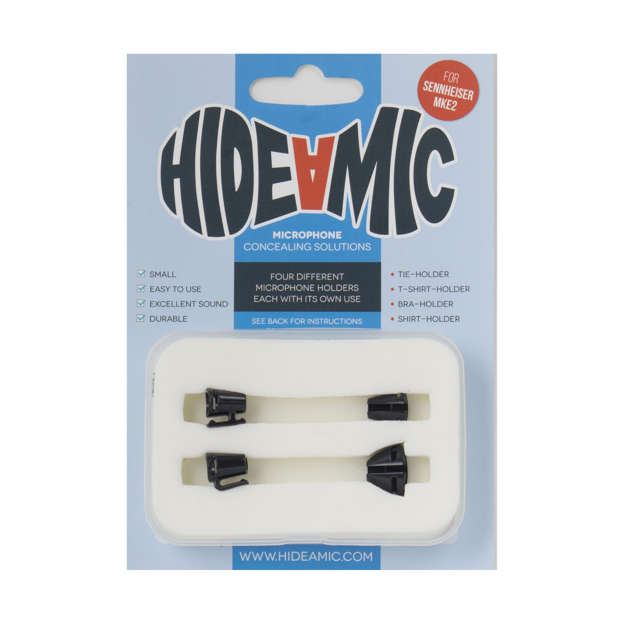 Hide-a-mic 4 different holder set for Sennheiser MKE2 - Black