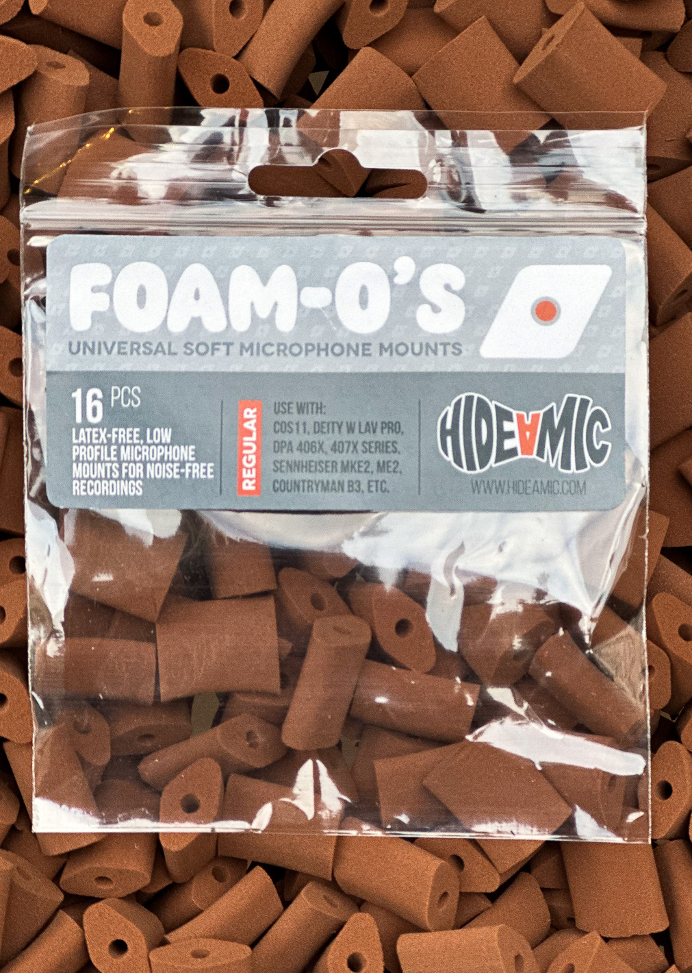 Hide-a-mic Foam-O small universal foam microphone mounts - Brown - Image 5