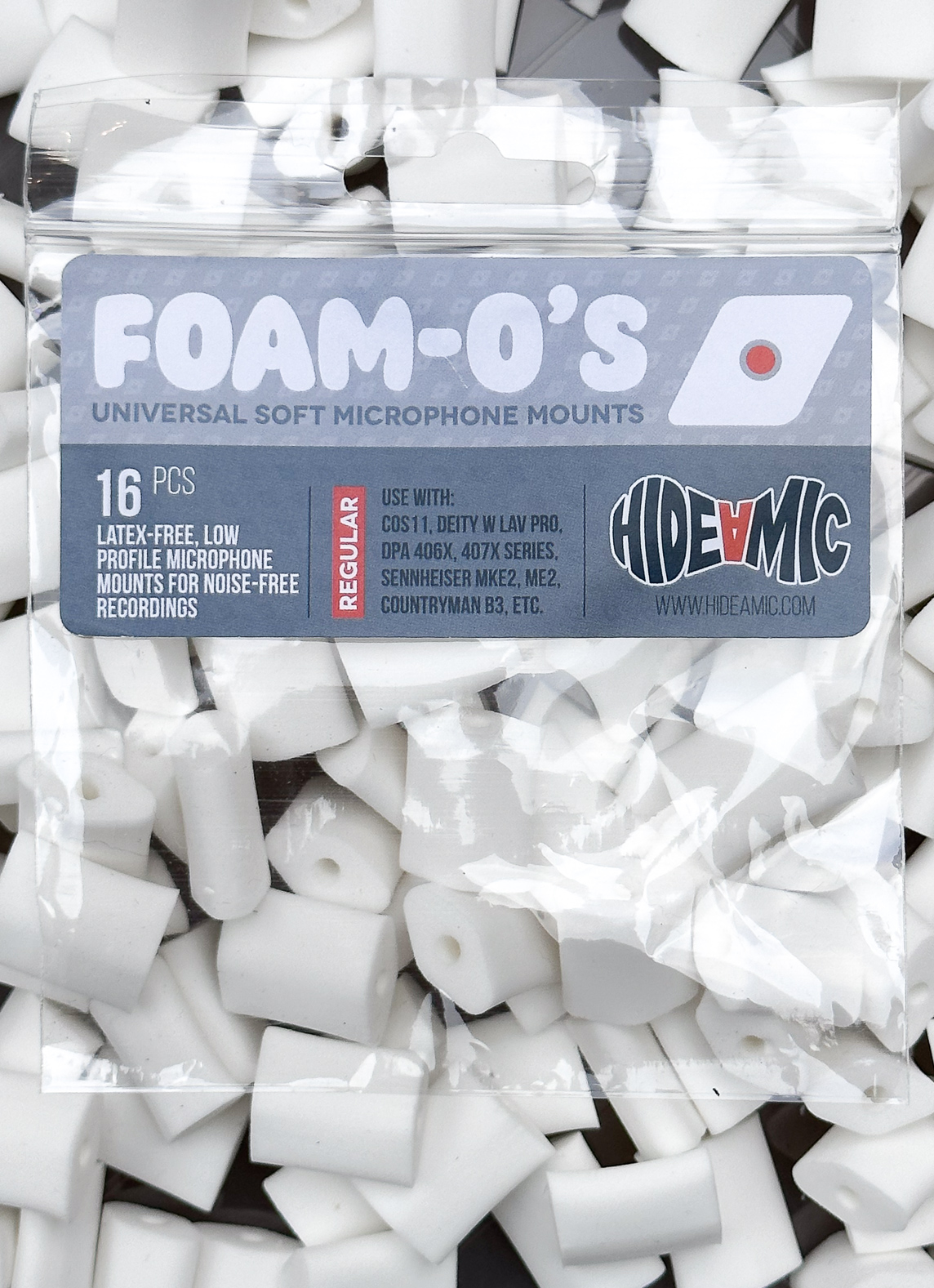 Hide-a-mic Foam-O Regular universal foam microphone mounts - White - Image 4