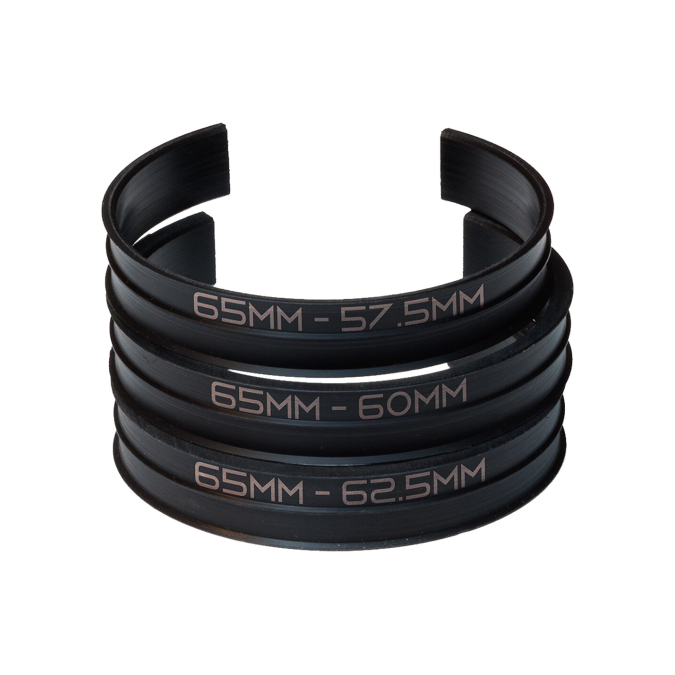 Lens Cuff Insert Adapter Ring Set for 65mm Lens Cuff 62.5, 60, 57.5mm Diameter sizes