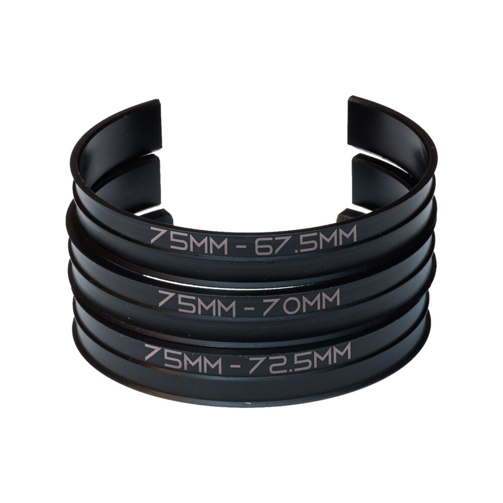 Lens Cuff Insert Adapter Ring Set for 75mm Lens Cuff 72.5, 70, 67.5mm Diameter sizes