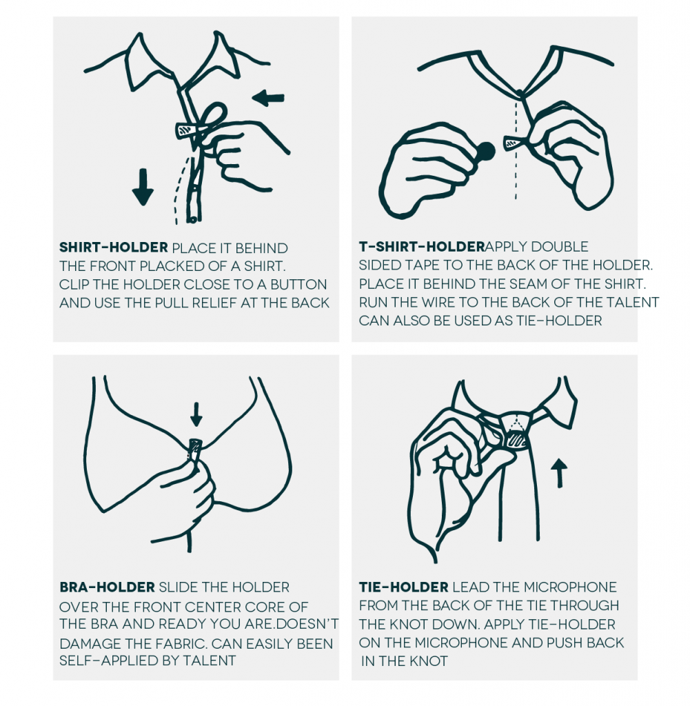 Hide-a-mic 4 different holder set for DPA6060/6061 & Sennheiser MKE1 - Transparent - immagine 2