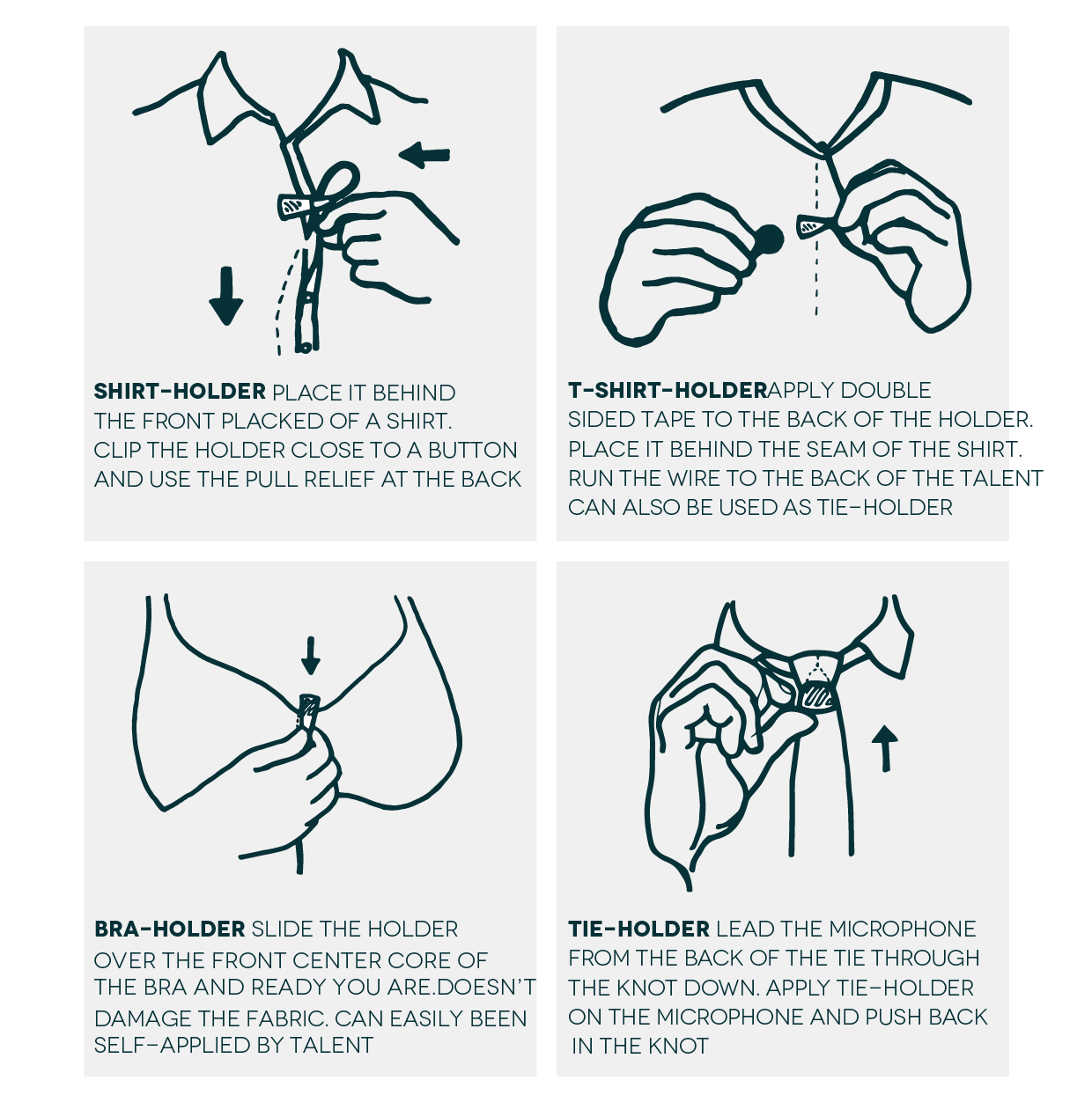 Hide-a-mic 4 different holder set for DPA 4060/4061/4071 series - White - immagine 2