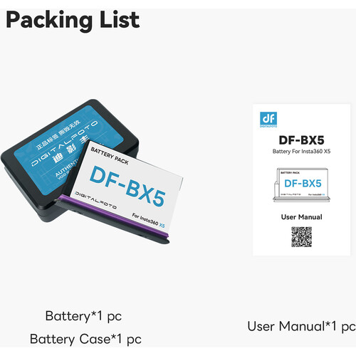 DigitalFoto DF-BX5 2800mAh Rechargeable Battery For Insta360 X5 - immagine 4