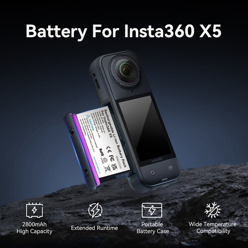 DigitalFoto DF-BX5 2800mAh Rechargeable Battery For Insta360 X5 - immagine 8