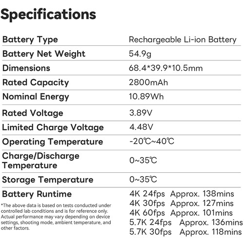 DigitalFoto DF-BX5 2800mAh Rechargeable Battery For Insta360 X5 - immagine 9