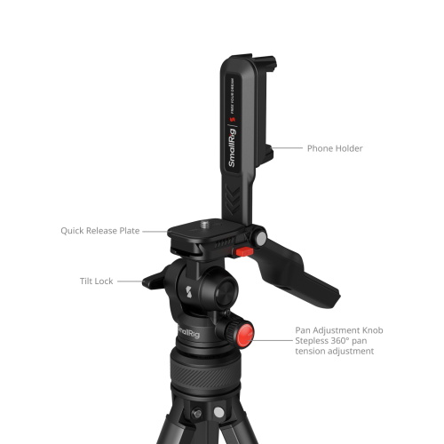 Alternative view of SmallRig Compact Aluminum Tripod with Phone Clamp