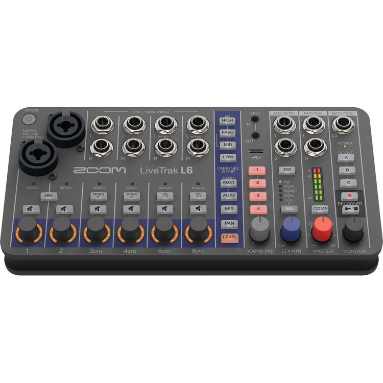 Alternative view of Zoom L-6 LiveTrak Portable 6-Channel Digital Mixer & Multitrack Recorder