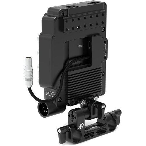 Alternative view of MID49 Power Distribution Box DB-9 for Blackmagic PYXIS (V-Mount, Rod Mounted)