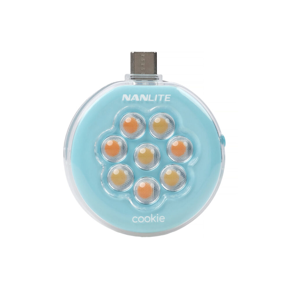 Nanlite cookie USB-C Mini LED Light (Cyan Blue , Round)