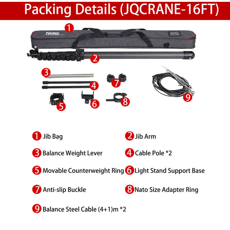 Alternative view of Teris JQCRANE Telescopic Carbon Fiber Mini Jib Arm (5m) JQCRANE-16FT
